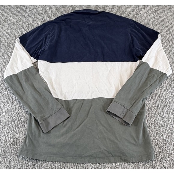 Marine Layer Polo Shirt Mens Large Blue Colorblock Long Sleeve Organic Cotton - Picture 5 of 9